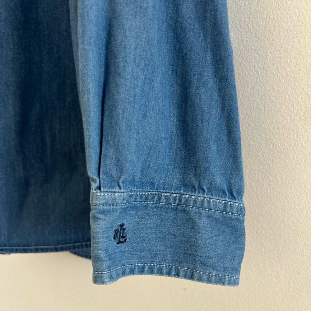 Vintage LAUREN Ralph Lauren Chambray Button Down 3x - Picture 2 of 5
